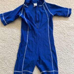 LL Bean Blue Short Sleeve Zip-Up Swimsuit 4T